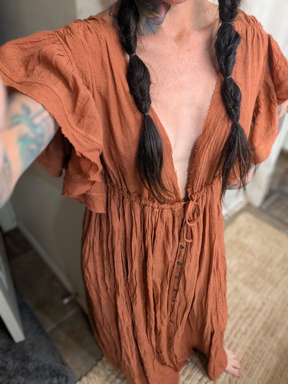 LAWLESS Terracotta Orange Textured Dress